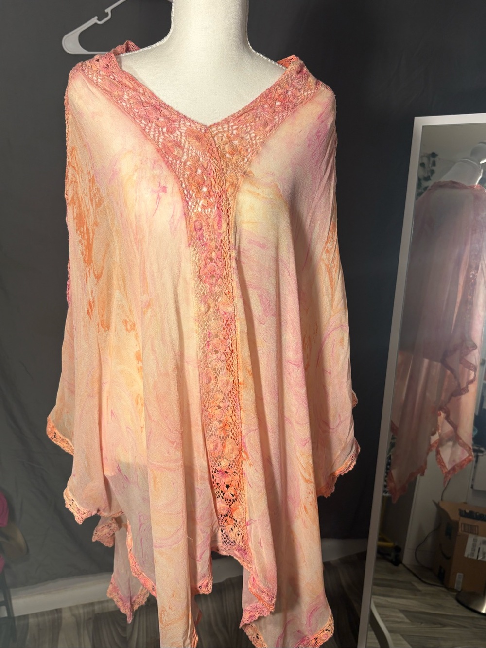 Michelle Jonas Peach-Pink Crochet Trim Tunic